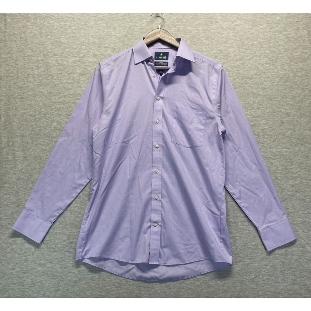 Stafford Tailored Culture Dress Shirt Mens 14.5 32-33 Light Purple Oxford Formal